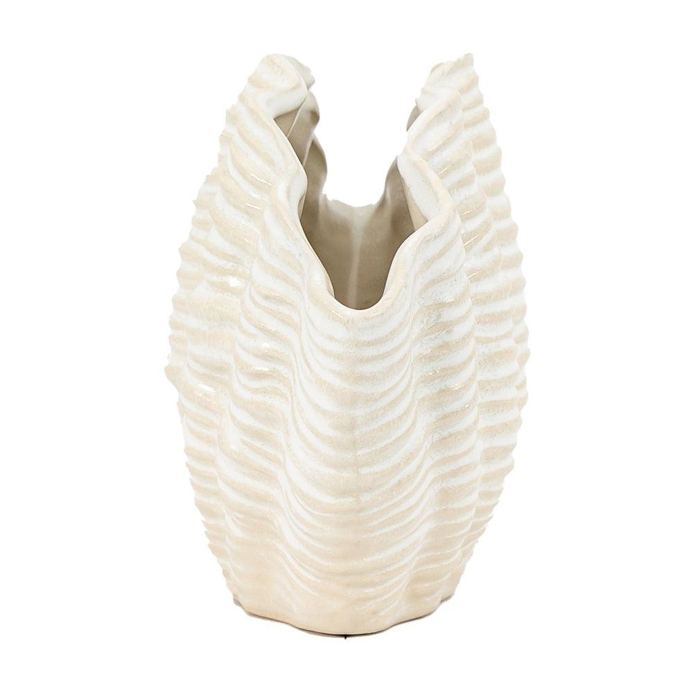 Clam Vase Small Reactive White