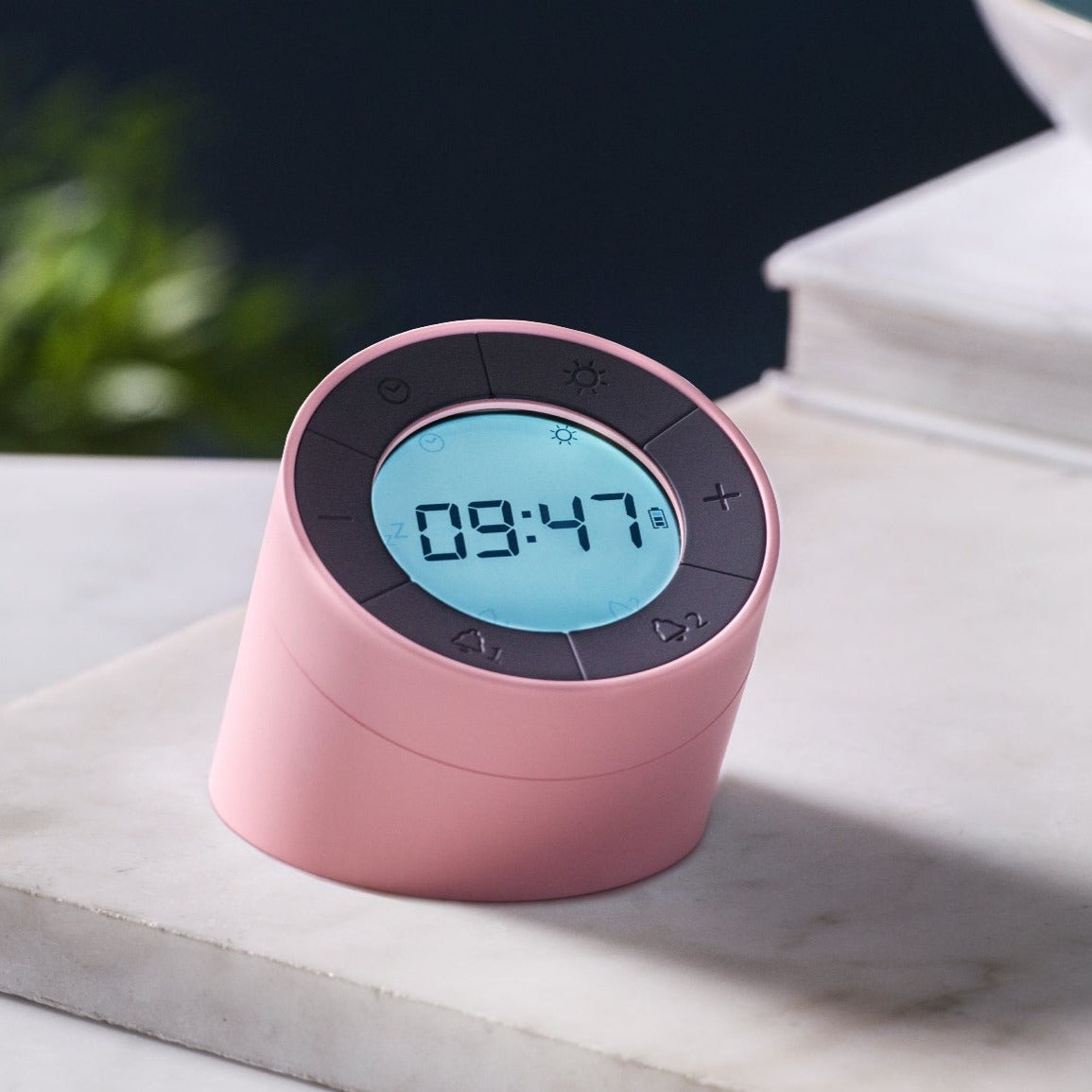 Gingko Edge Light Alarm Clock - Pink