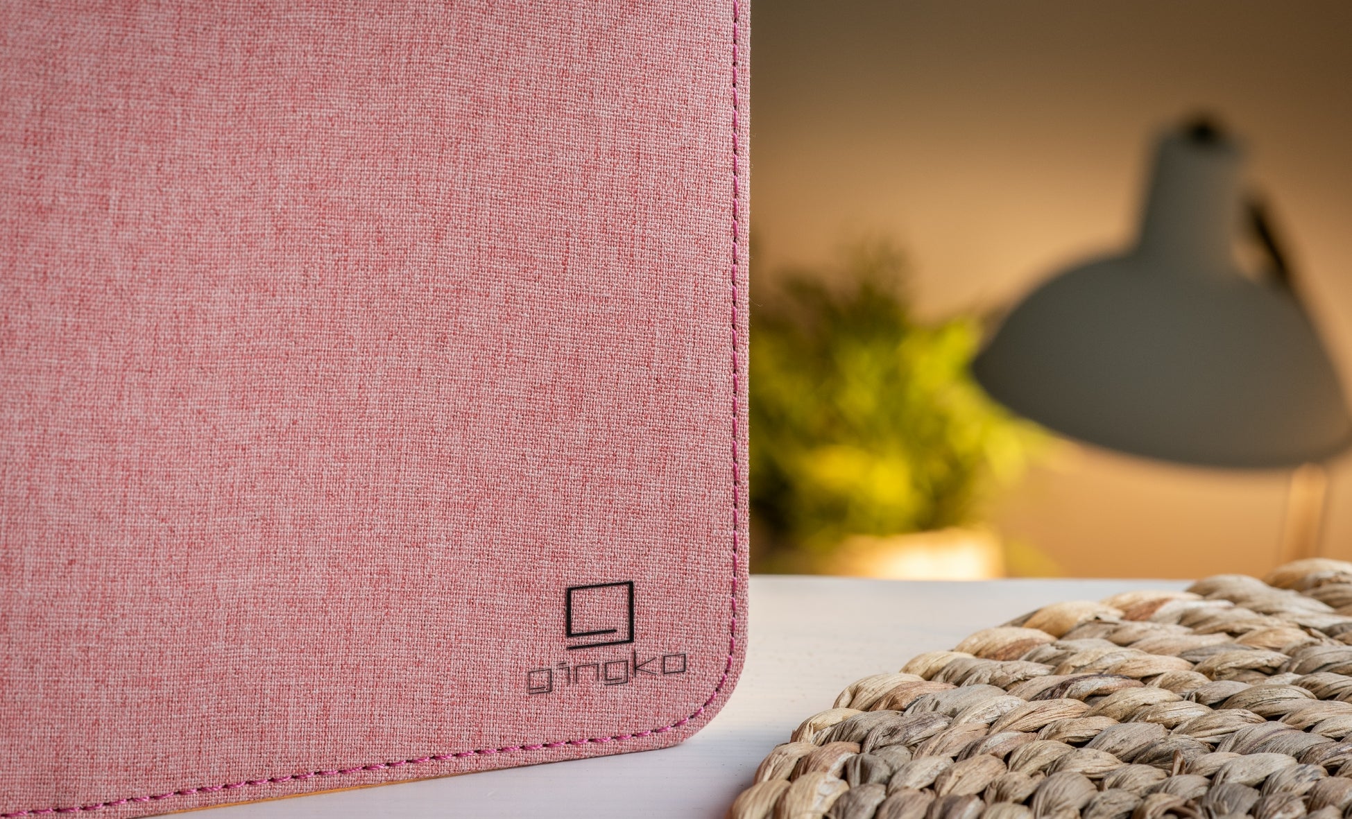 Gingko Smart Book Light (Linen Fabric) Blush Pink