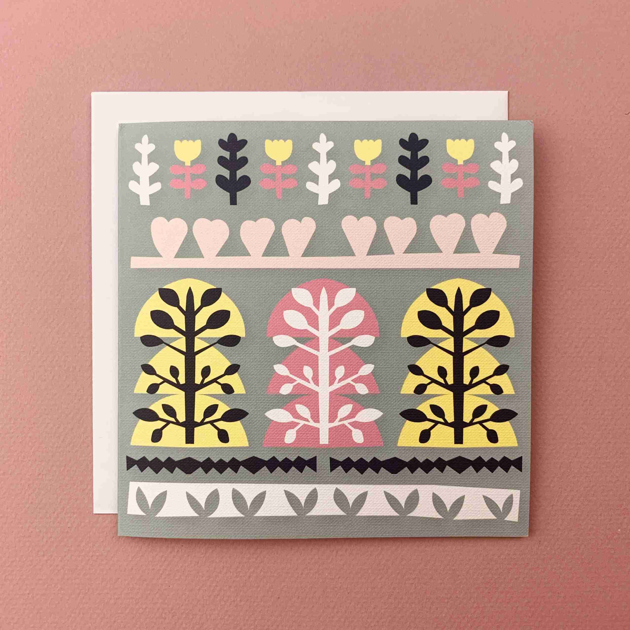 Hearts and Flowers Card by Fiona Wilson