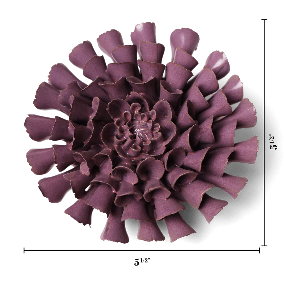 Ceramic Flower Wall Art Violet Blue Cornel Dahlia