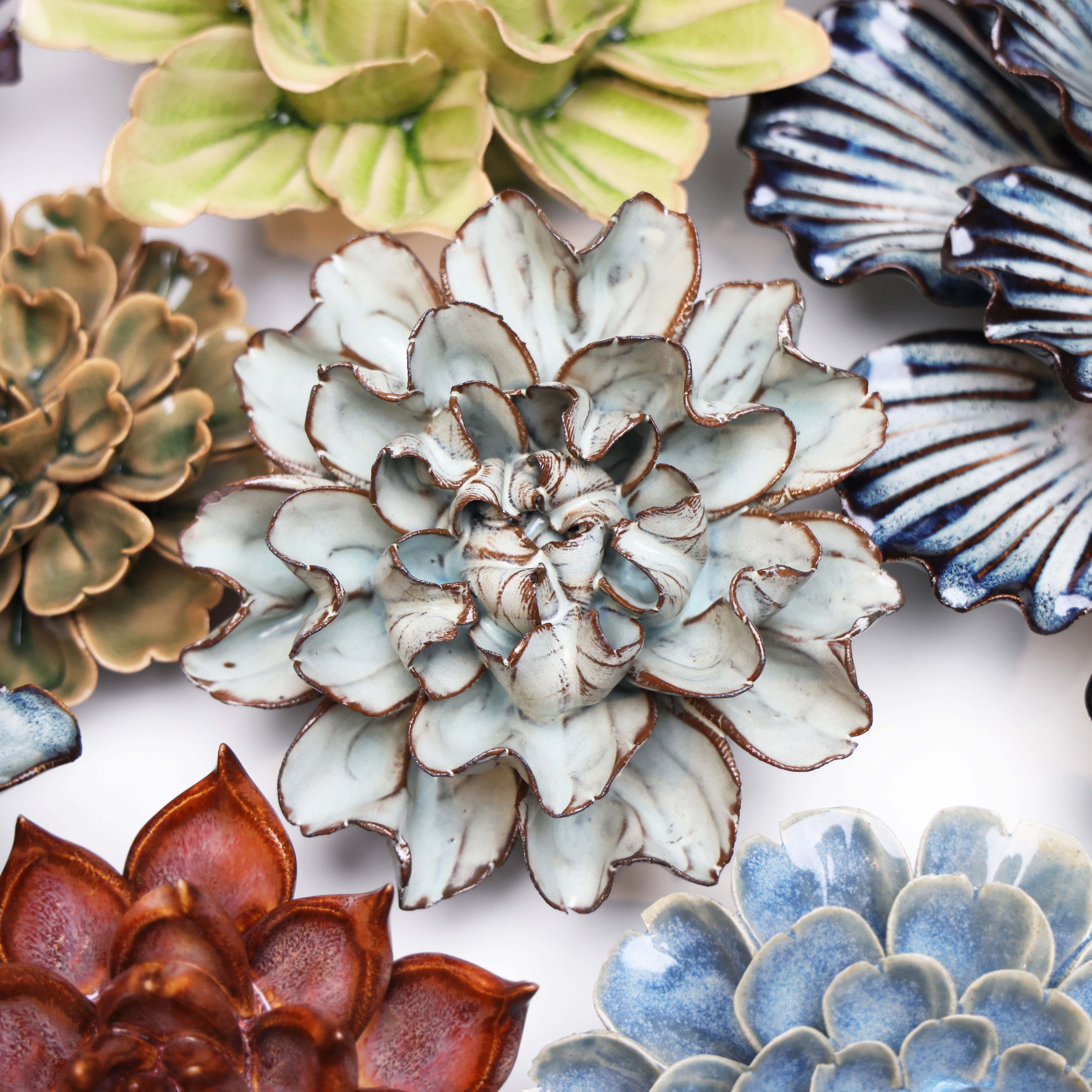 Ceramic Flower Wall Art Flower Blue Rose