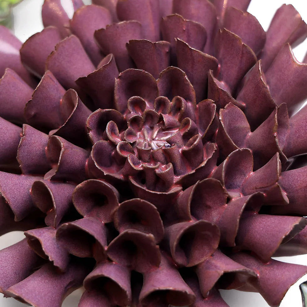 Ceramic Flower Wall Art Violet Blue Cornel Dahlia