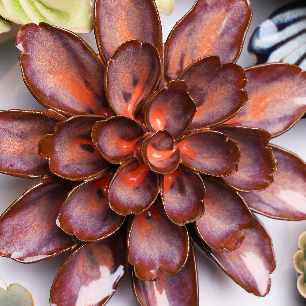 Ceramic Flower Wall Art Peach Mocha Cornflower