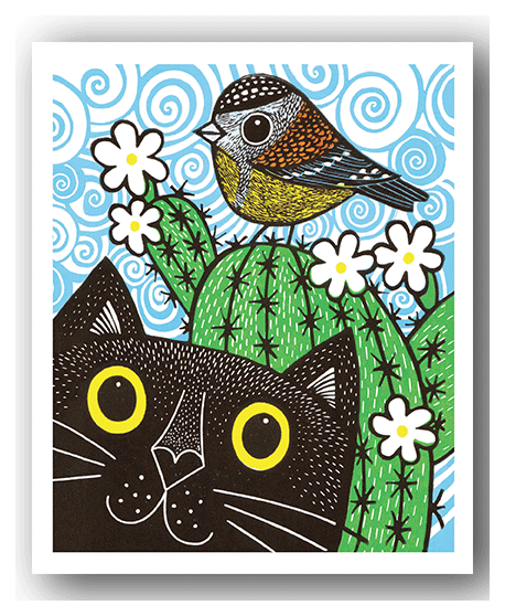 Cactus, Cat & Bird - Cardiau Nico Card