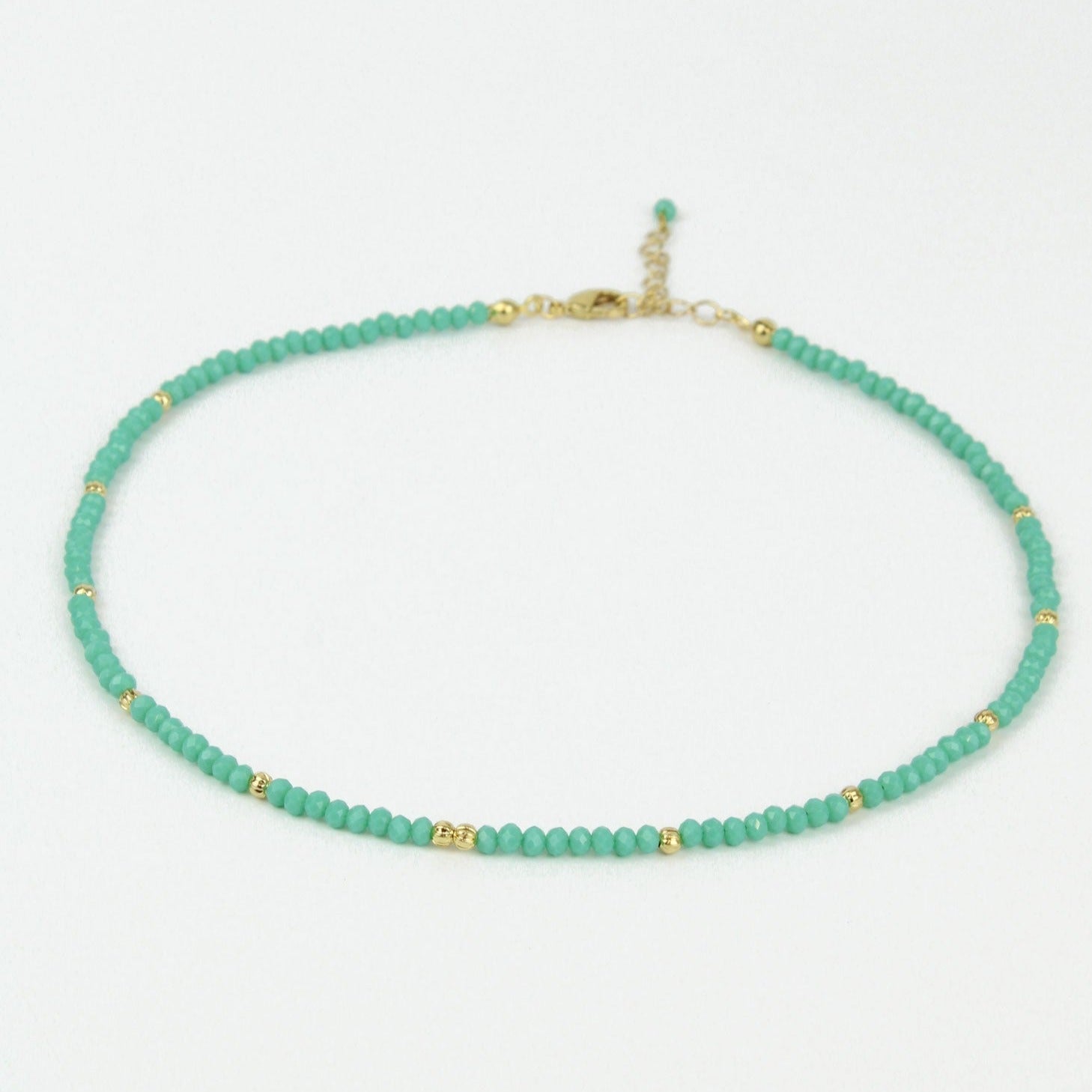Gold & Facet Turquoise Bead Necklace