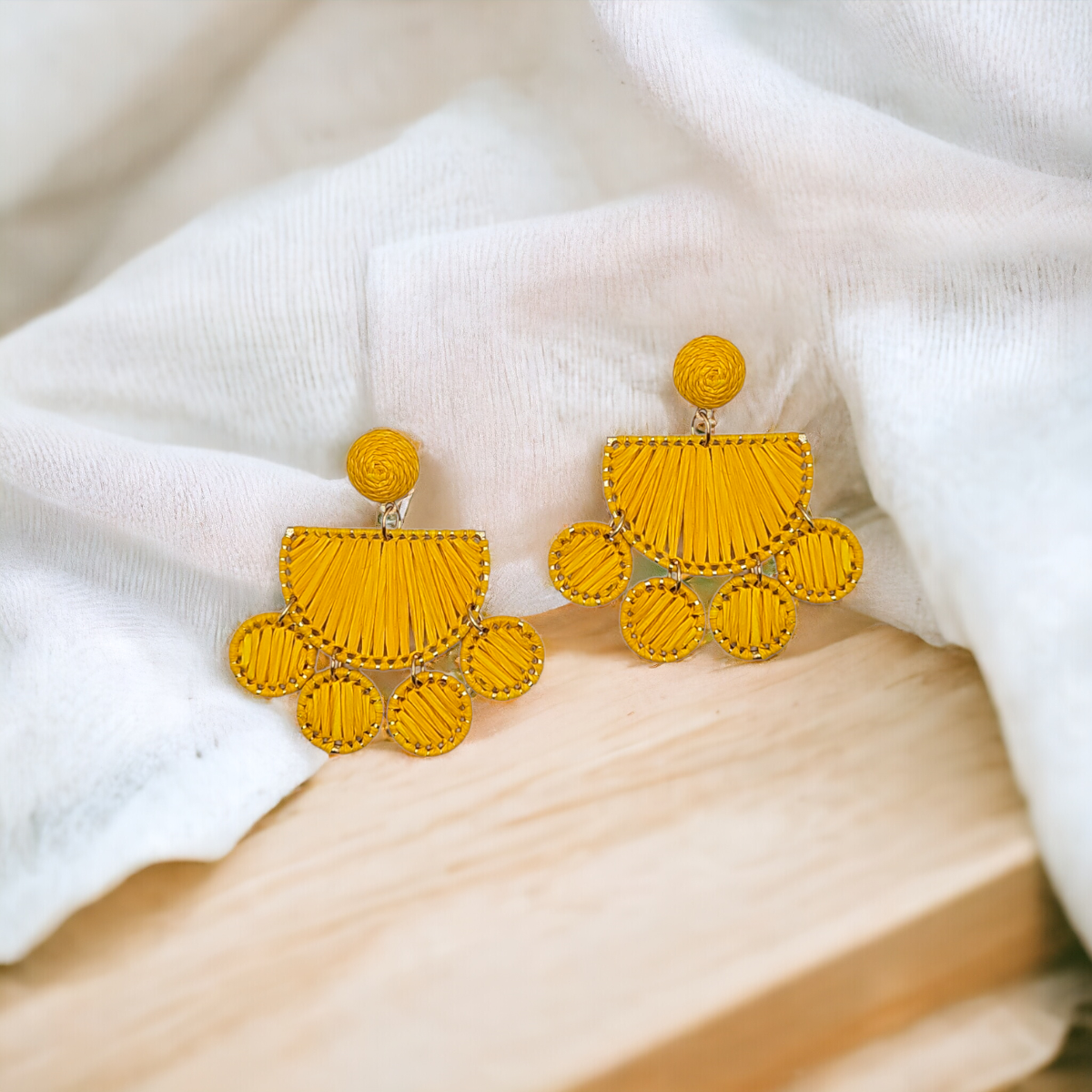 Yellow Sunset Circle Drop Earrings