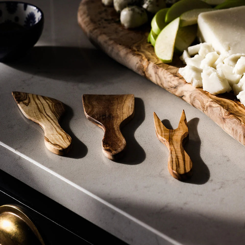 Olive Wood Mini Cheese Tools - Set of 3