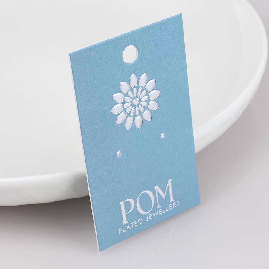 POM - Silver Plated Retro Flower Earrings