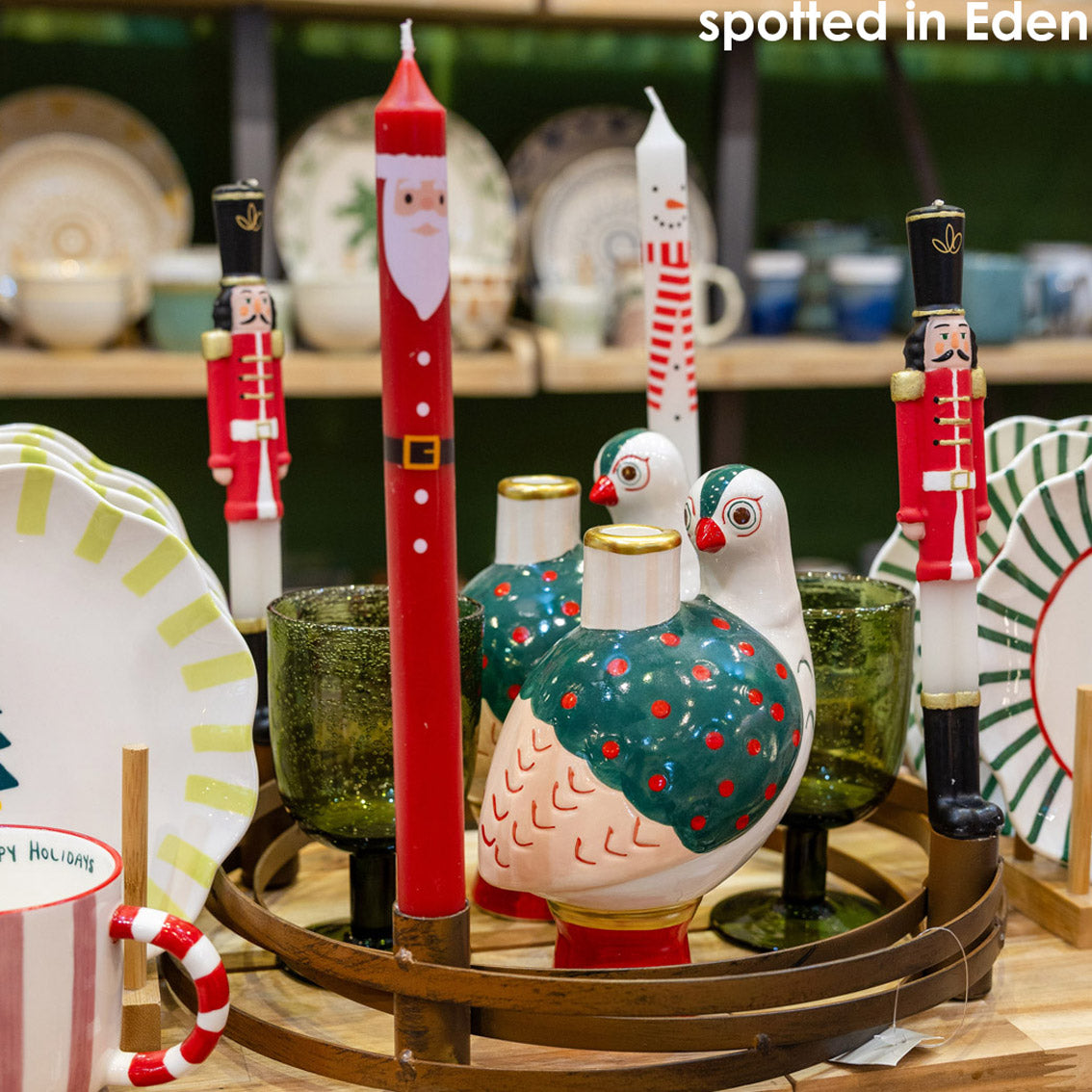 Hand-Painted Bird Ceramic Candle Holder - 20cm