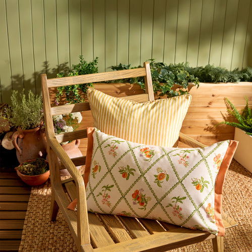 Peach Trellis Printed Outdoor Cushion Orange