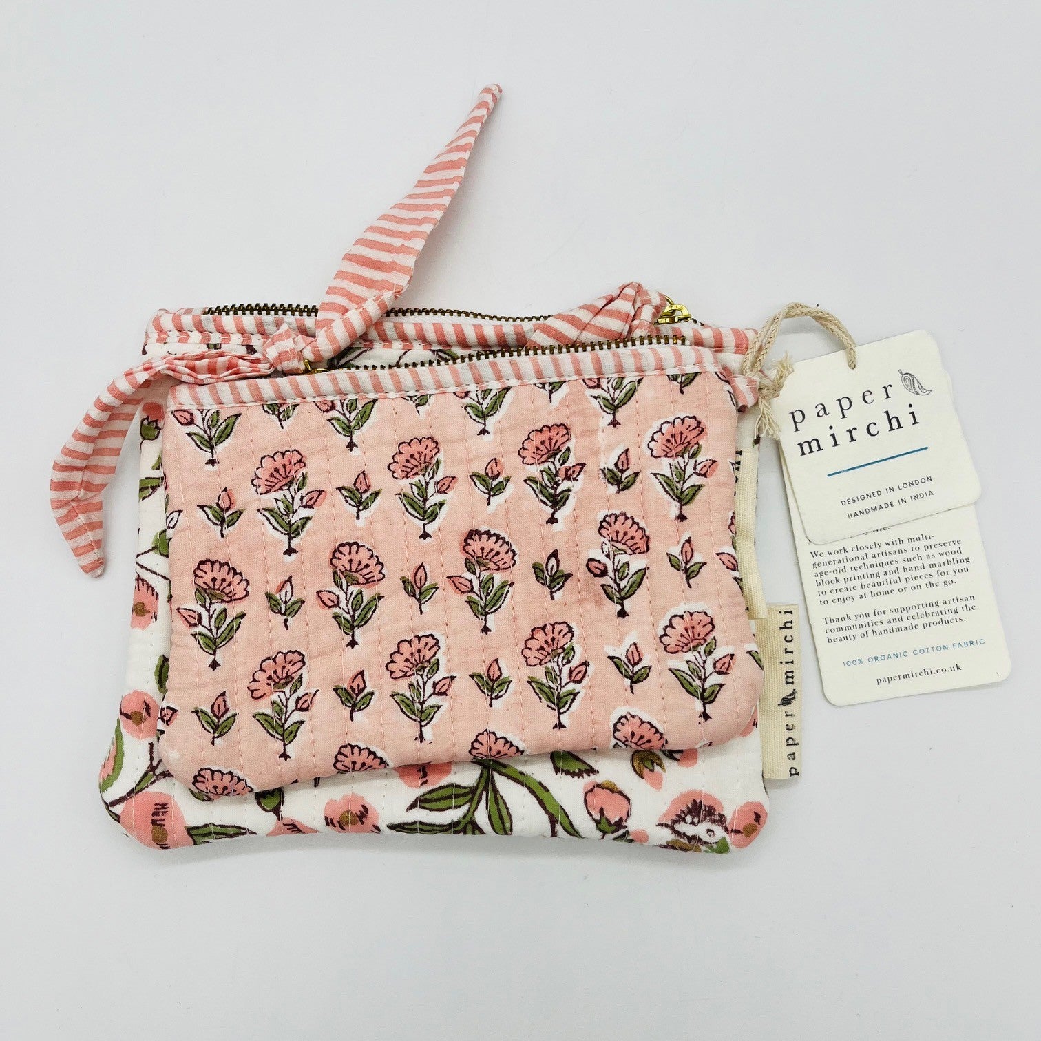 Organic Cotton Zipped Pouch 2PK - Floral Blush