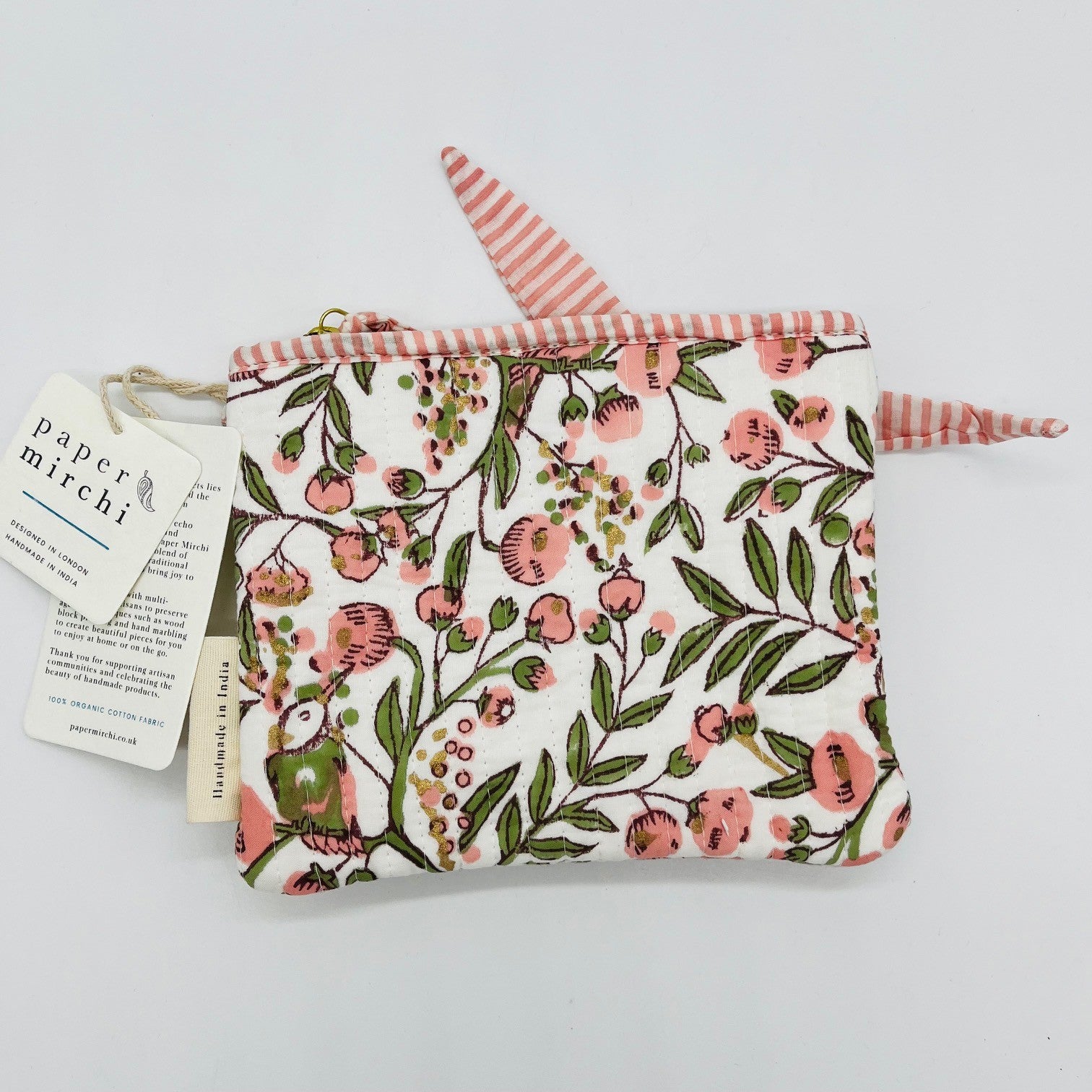 Organic Cotton Zipped Pouch 2PK - Floral Blush