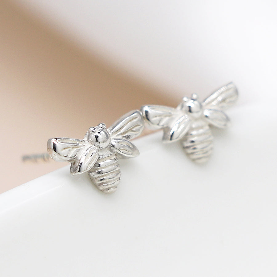 Sterling Silver Bee Stud Earrings