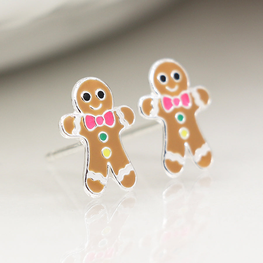 Sterling Silver Xmas Gingerbread Earrings