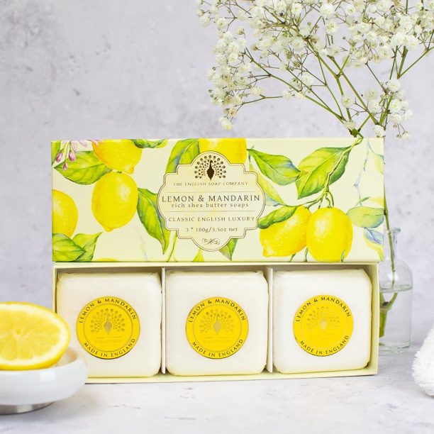 English Soap Company -Triple Soap Gift Box - Lemon & Mandarin