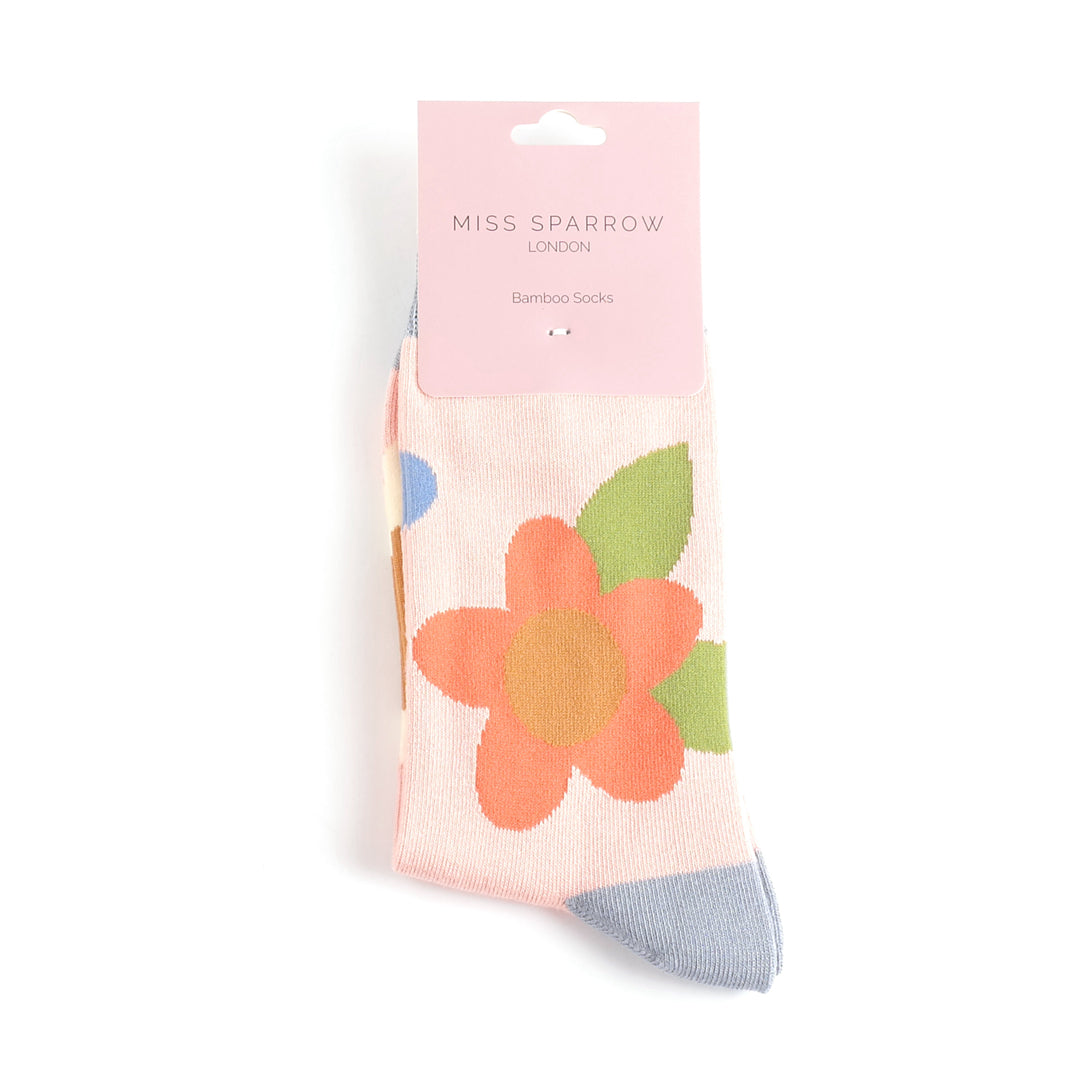 Miss Sparrow Socks - Large Flowers - Dusky Pink