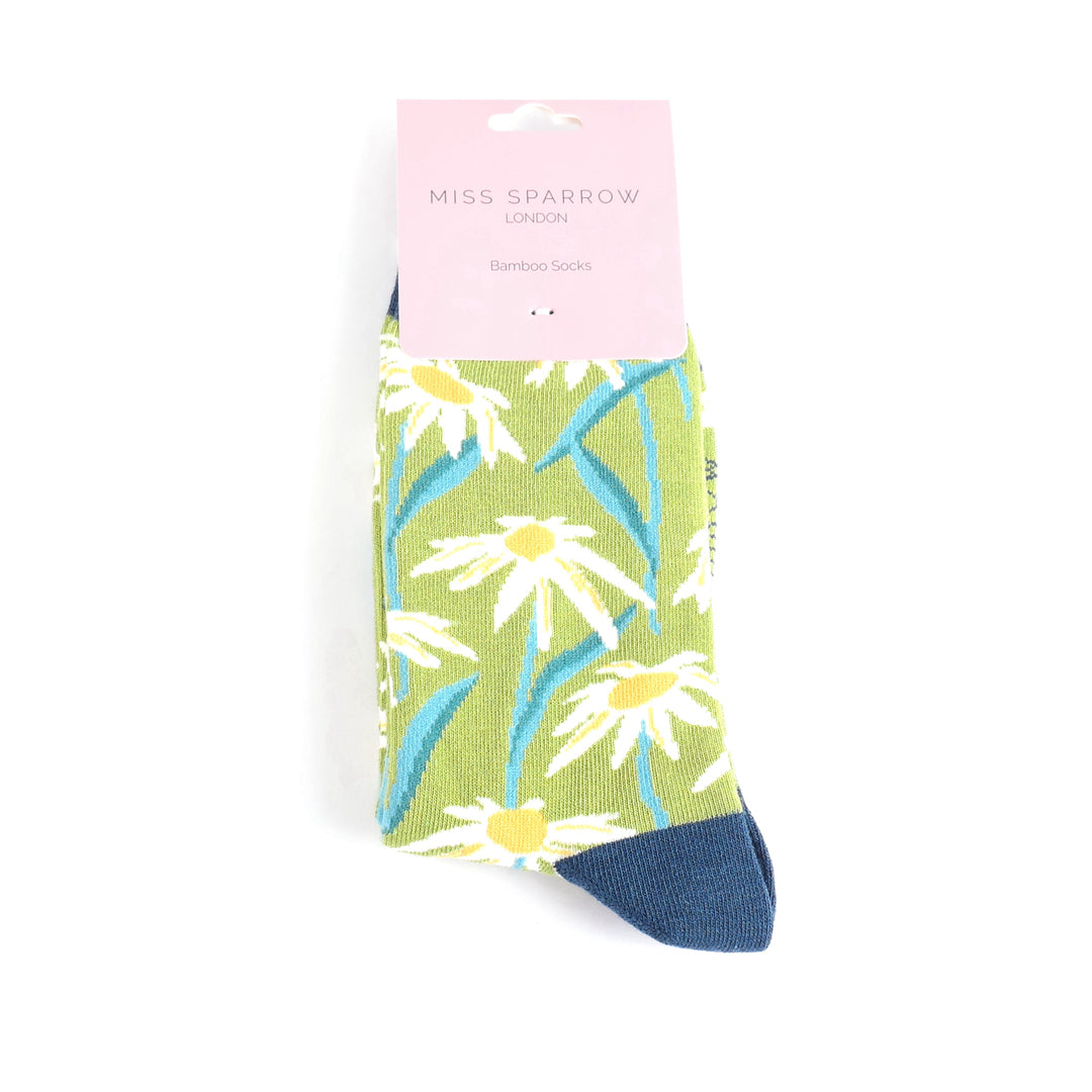 Miss Sparrow Socks - Oxeye Daisies - Lime