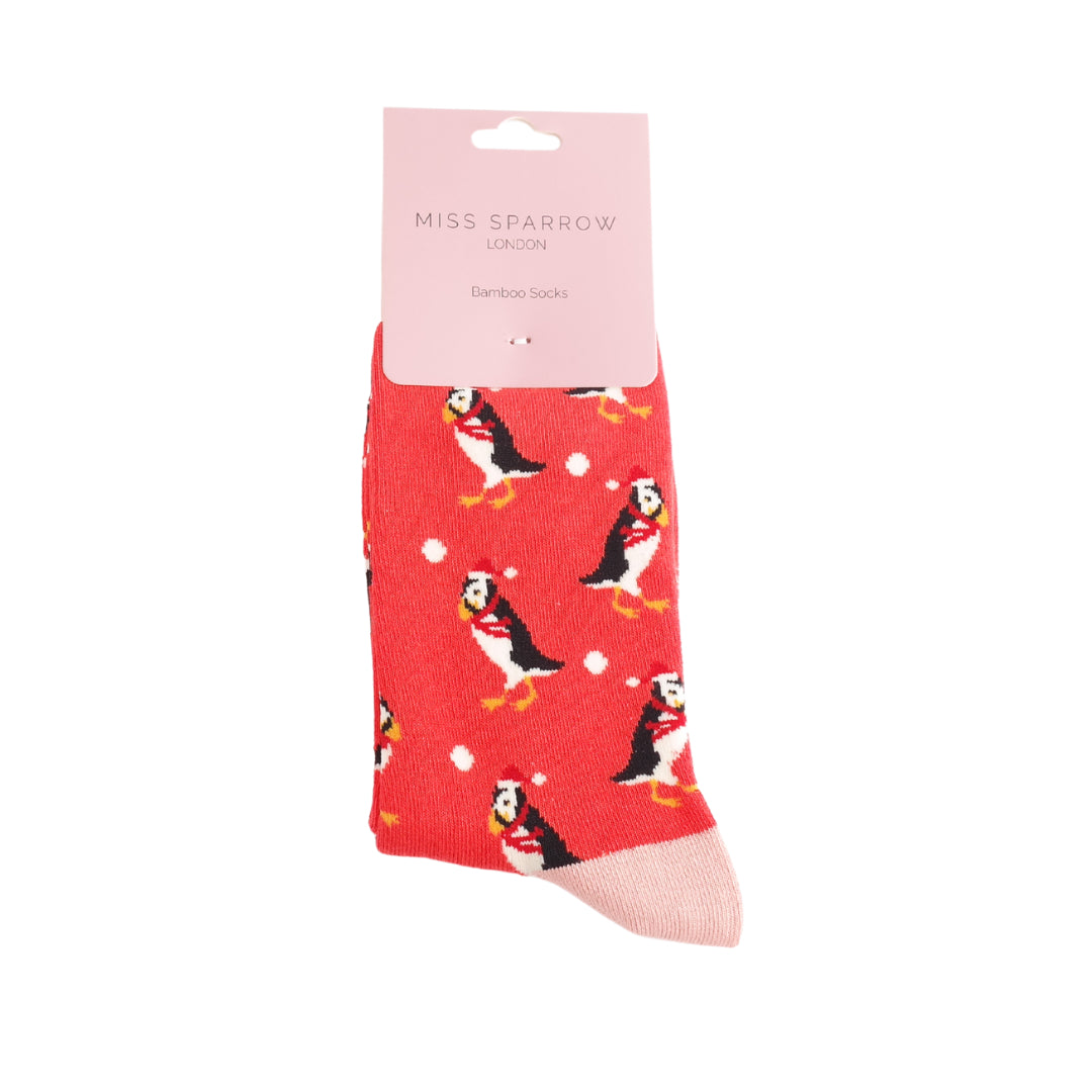 Miss Sparrow - Xmas Puffins - Red