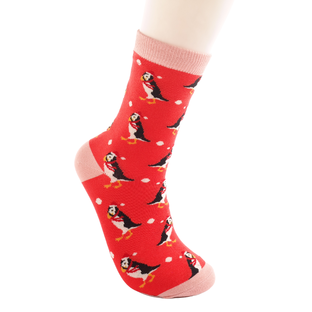 Miss Sparrow - Xmas Puffins - Red