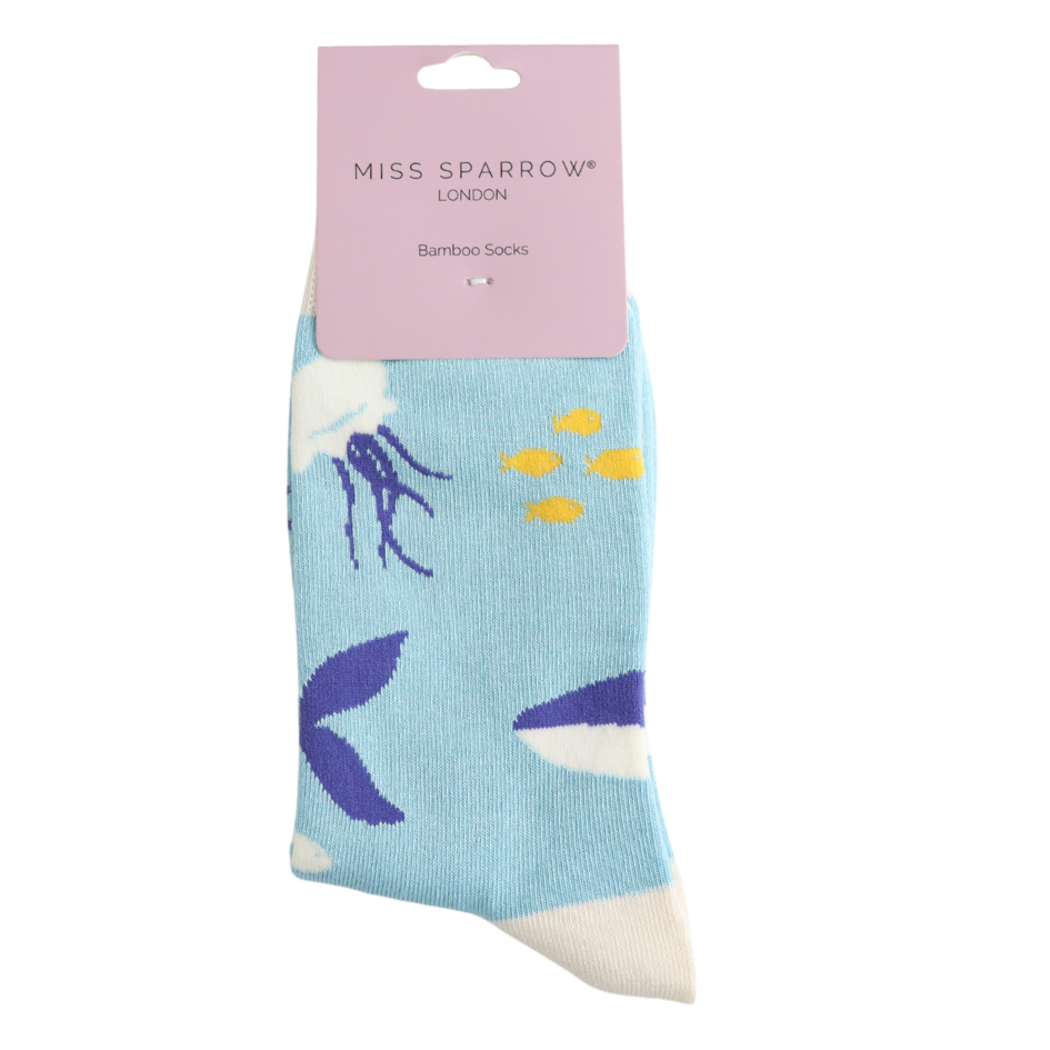 Miss Sparrow Underwater Socks - Powder Blue