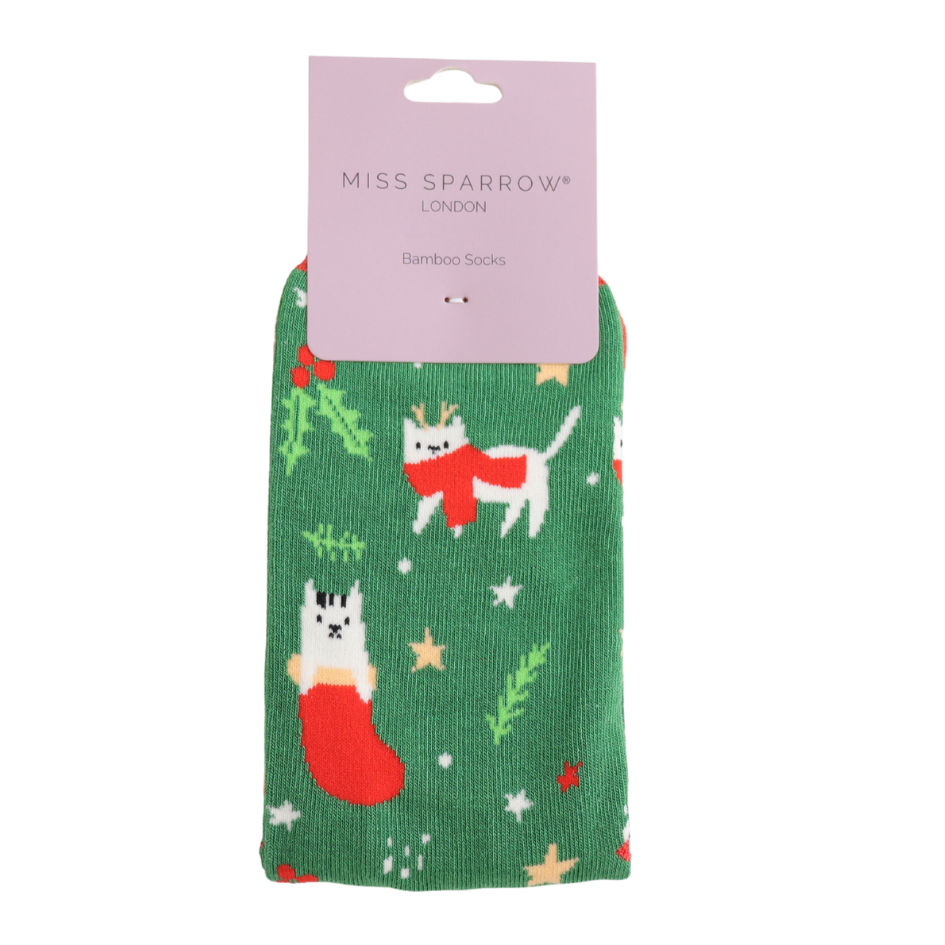 Miss Sparrow - Xmas Cat - Green