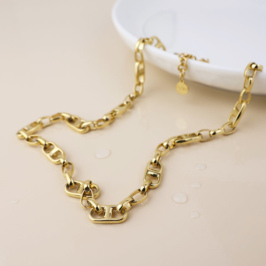 POM - Waterproof Gold Plated Zipper Link Chain Necklace