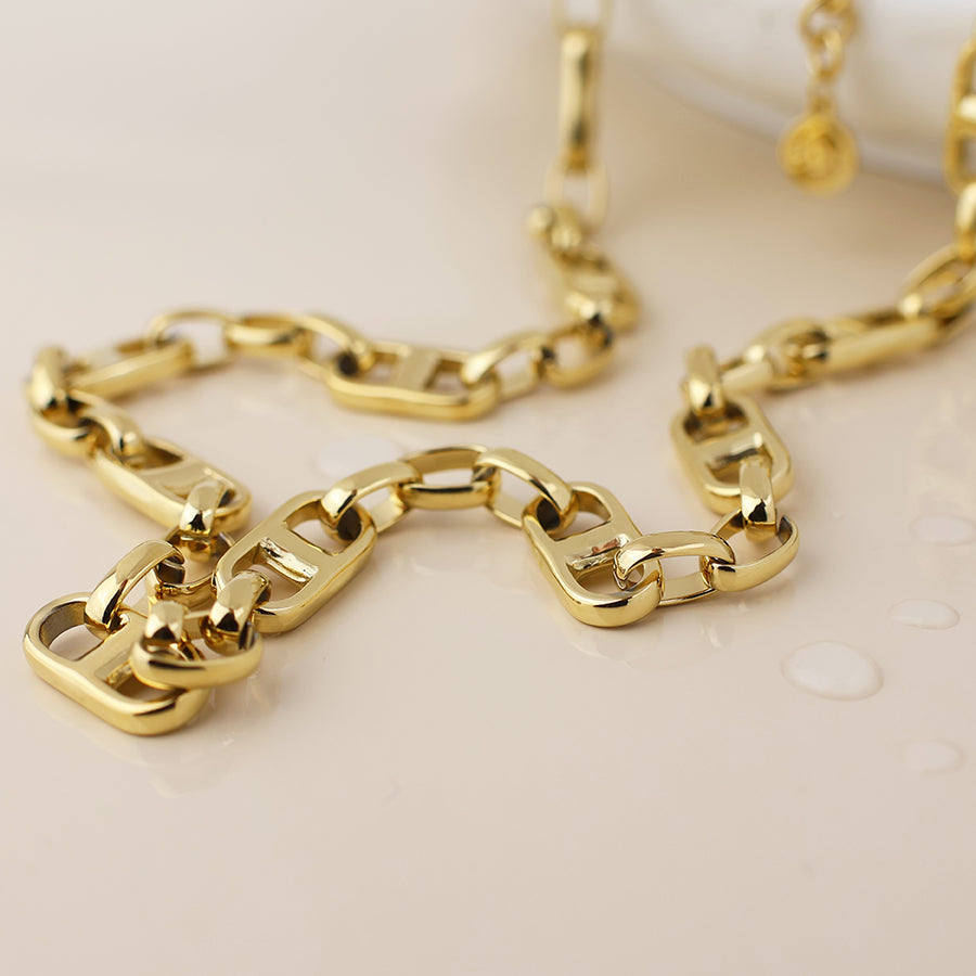 POM - Waterproof Gold Plated Zipper Link Chain Necklace