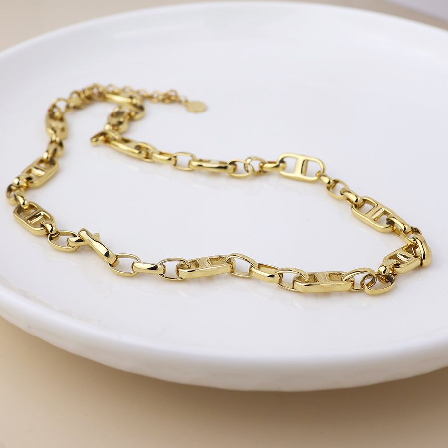 POM - Waterproof Gold Plated Zipper Link Chain Necklace