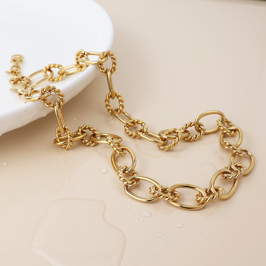 POM - Waterproof Gold Plated Twist Links Necklace