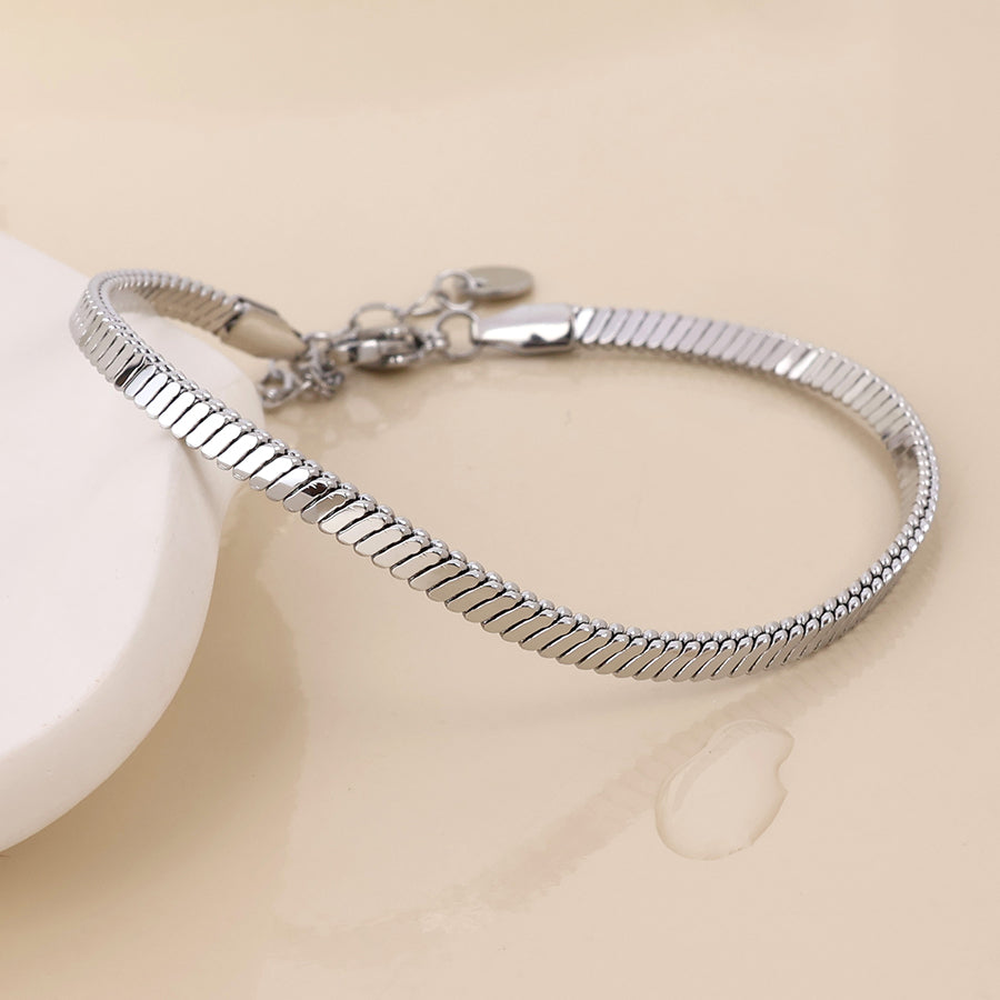 POM - Rae Stainless Steel Platinum Plated Liquid Chain Bracelet