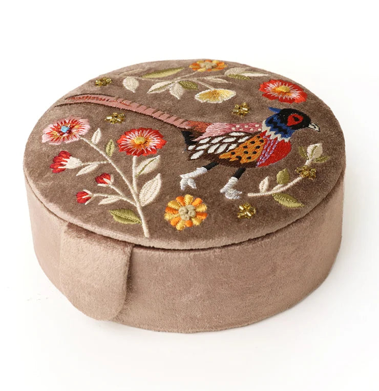 POM Fawn Velvet Pheasant Jewellery Box