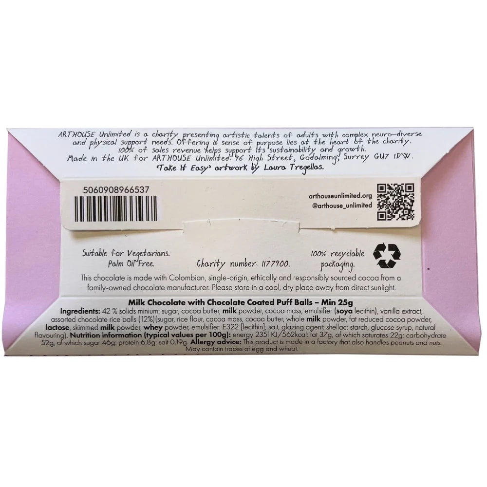 Arthouse Unlimited - Joy Sized: Take It Easy, Milk Chocolate with Chocolate Coated Puff Balls