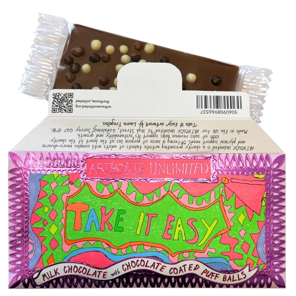 Arthouse Unlimited - Joy Sized: Take It Easy, Milk Chocolate with Chocolate Coated Puff Balls