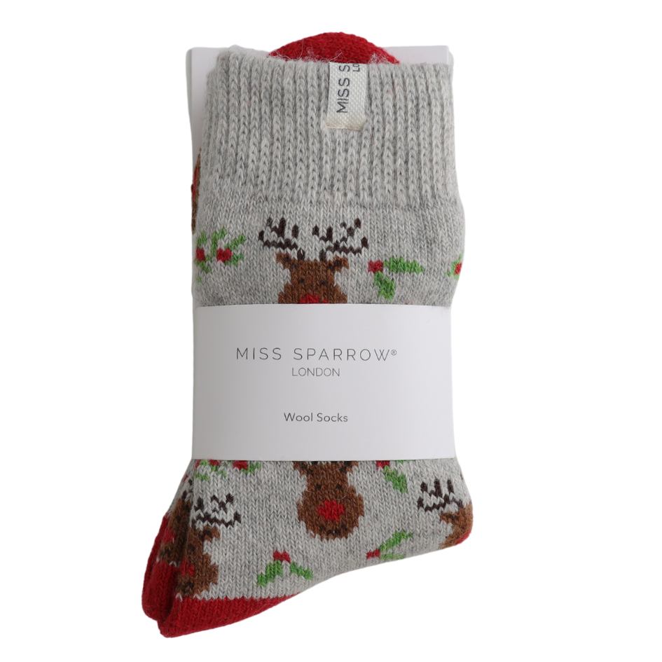 Miss Sparrow - Reindeer & Holly - Silver