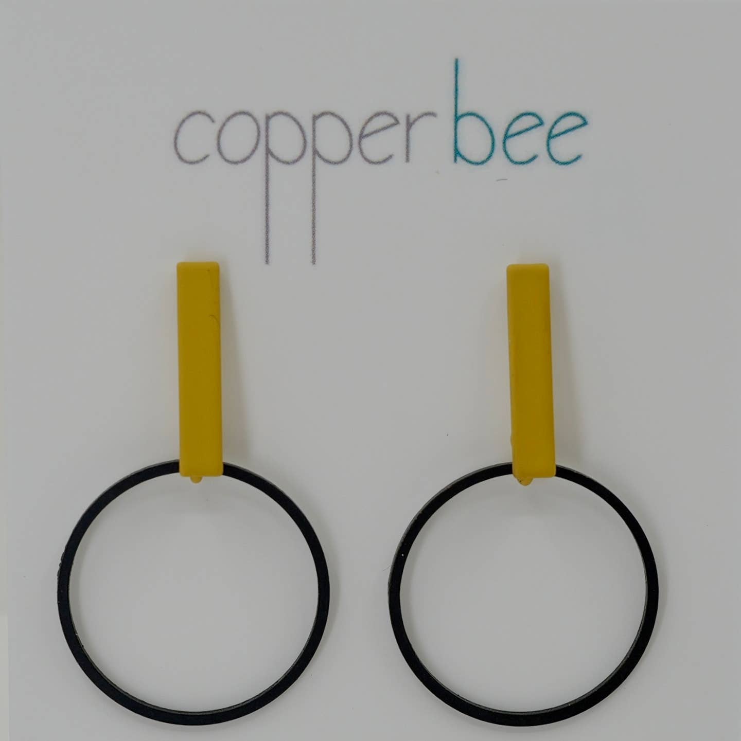 The Accent Collection Line + Circle Stud Mustard Earrings