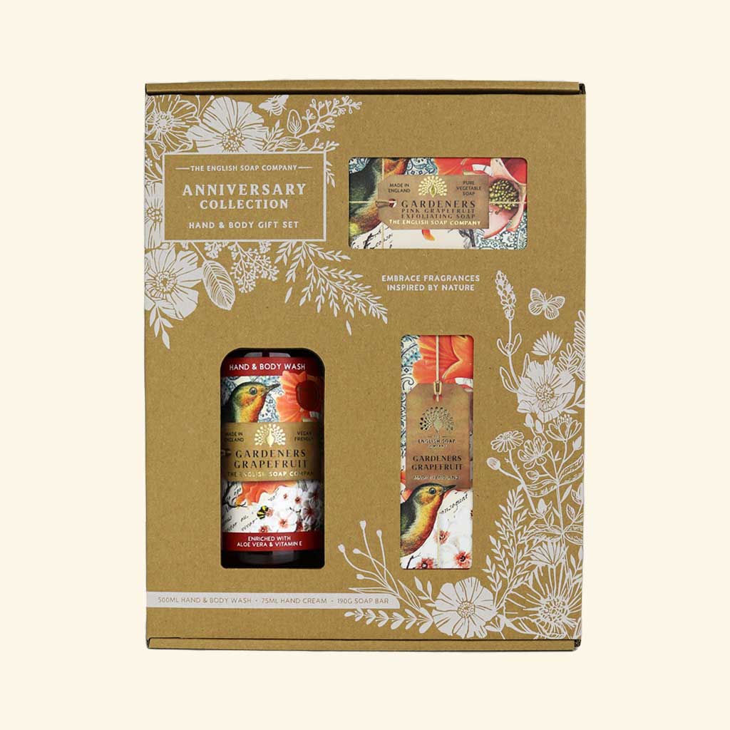 English Soap Company - Anniversary Collection - Hand & Body Gift Set - Gardeners Grapefruit