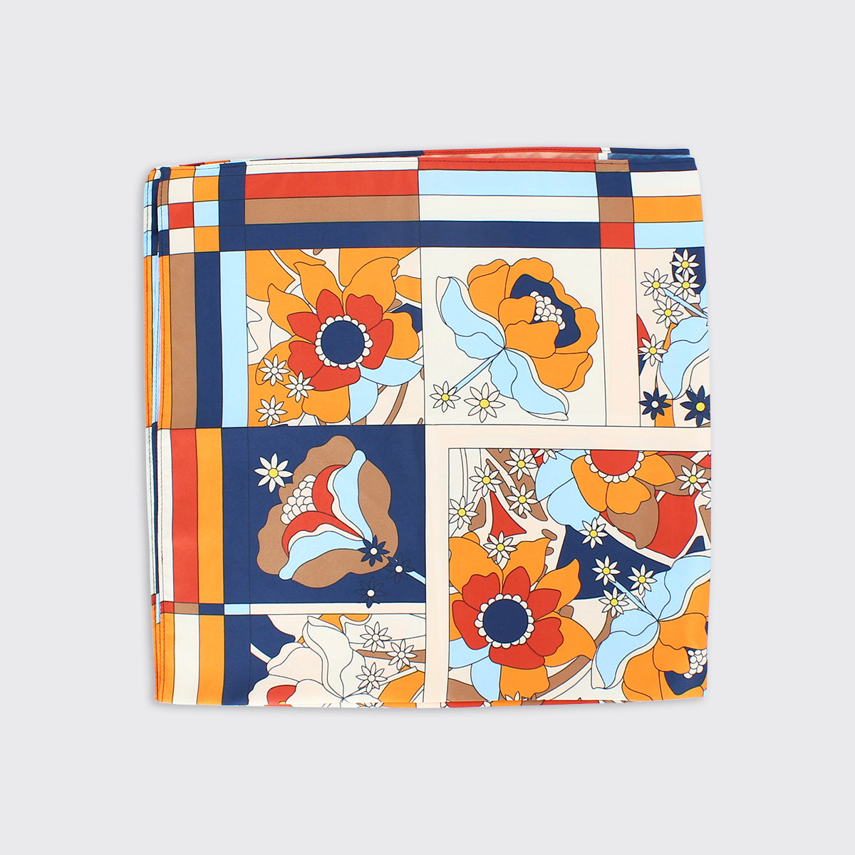 Babs Square Scarf - Navy/Chocolate - Millie Mae