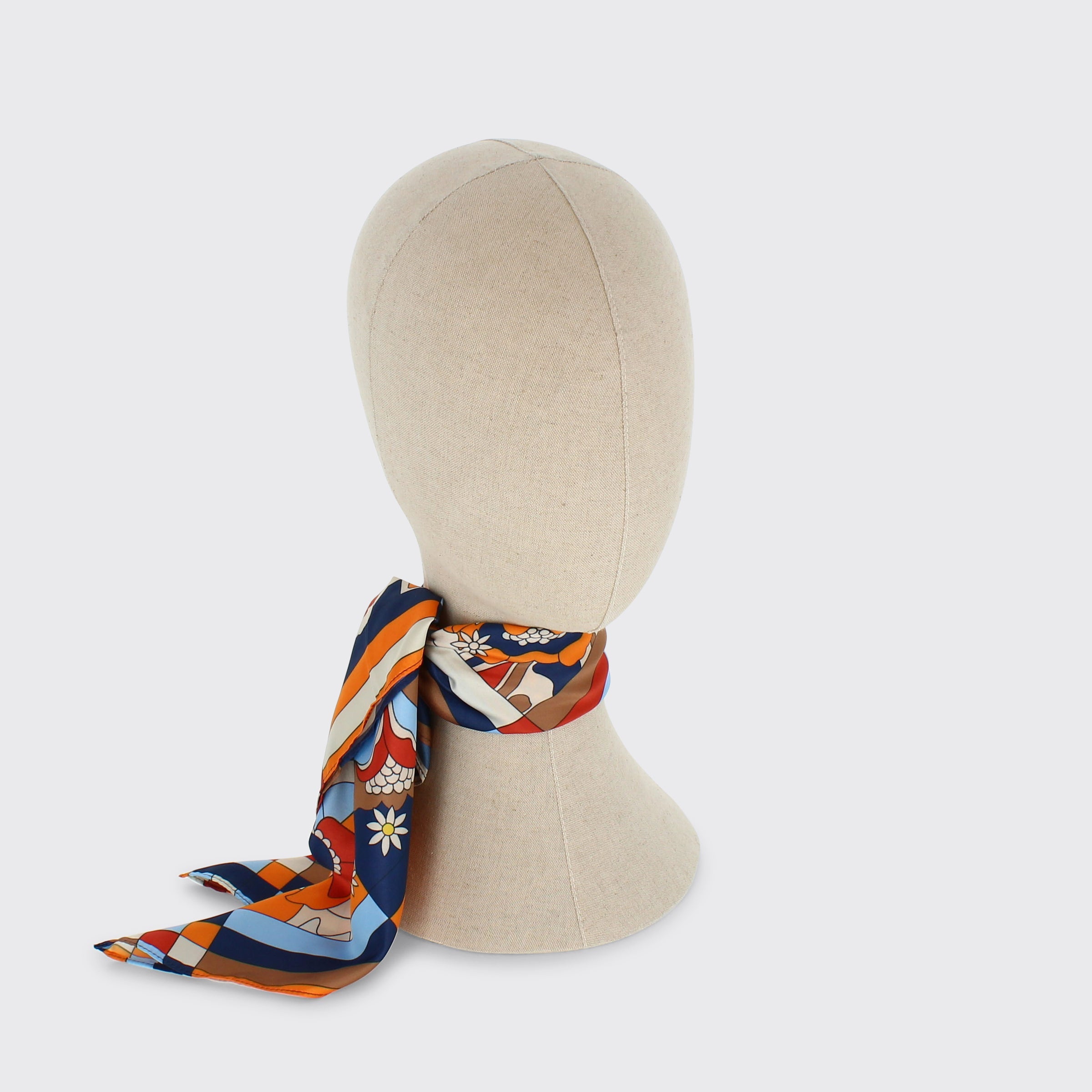 Babs Square Scarf - Navy/Chocolate - Millie Mae