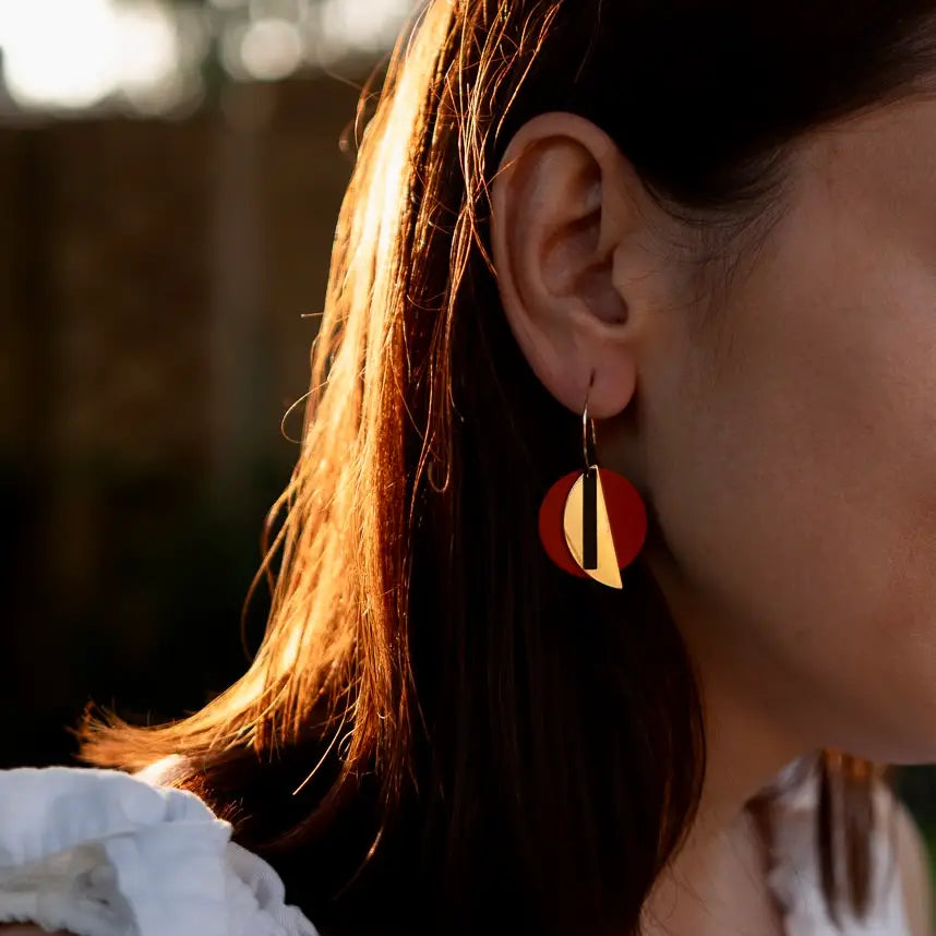 Tangent Earrings Bauhaus Modern Hoops