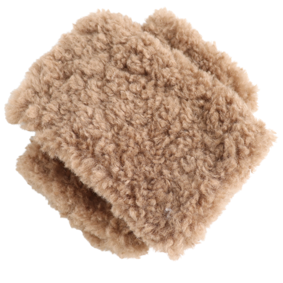 Teddy Fingerless Mittens - Camel
