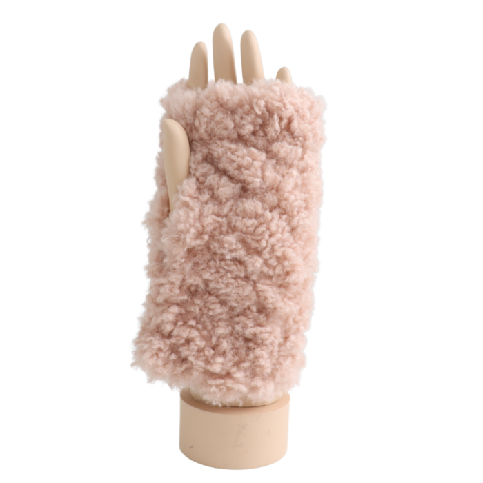 Teddy Fingerless Mittens - Camel