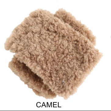 Teddy Fingerless Mittens - Camel