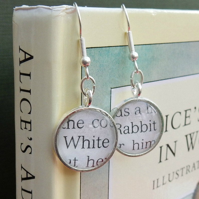 Alice in Wonderland Earrings - White Rabbit