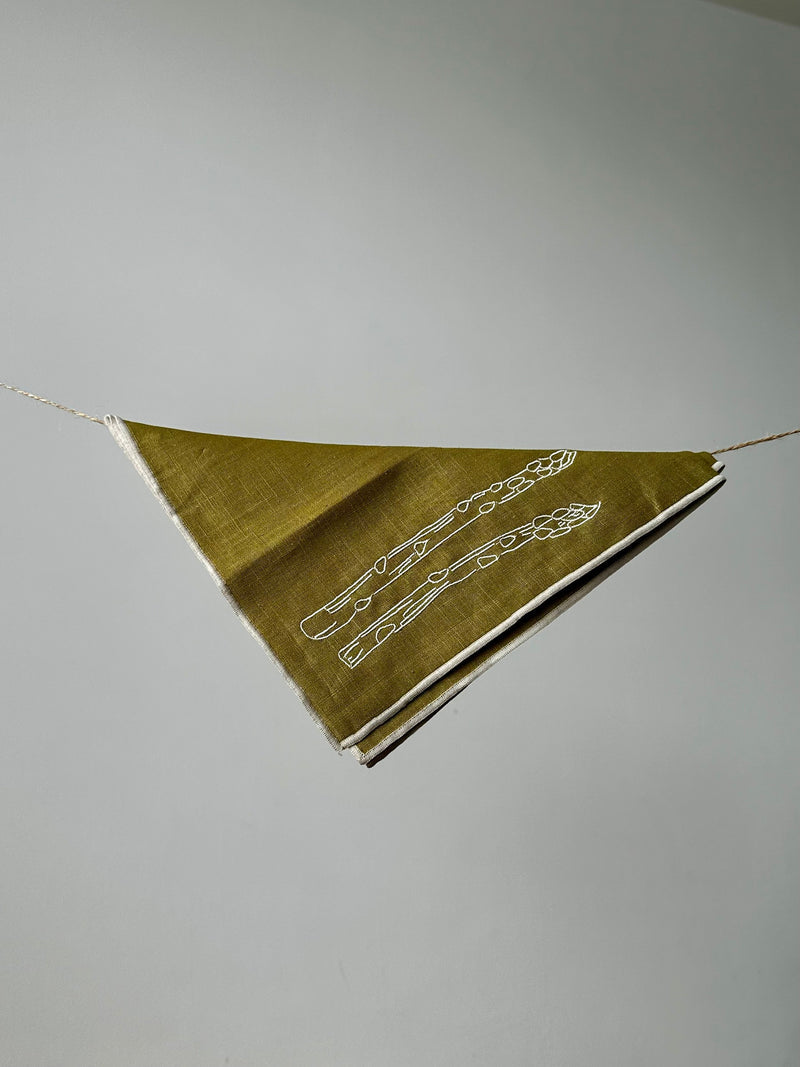 MÆGEN Linen Embroidered Napkins 'Asparagus'