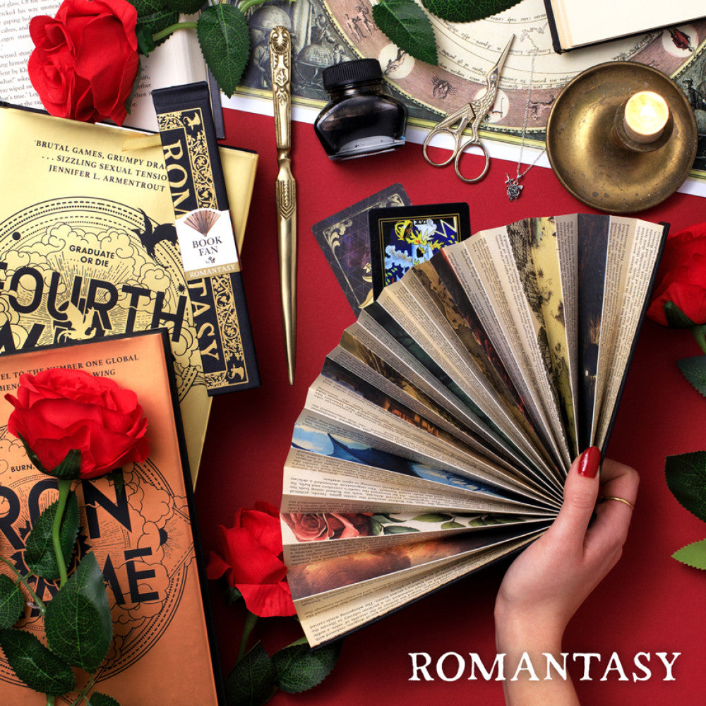 Book Fan - Folding Paper Fan - Romantasy