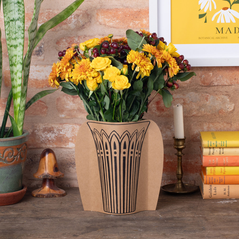 The Cardboard Vase Sleeve - Blue & White Floral