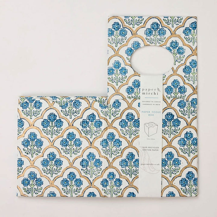 Paper Mirchi - Trellis Indigo Tissue Box