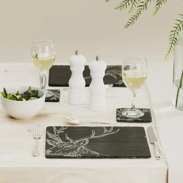Stag Slate Coaster & Place Mat Set