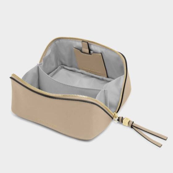 Fold-Out Mirror Makeup Bag Light Taupe - Katie Loxton